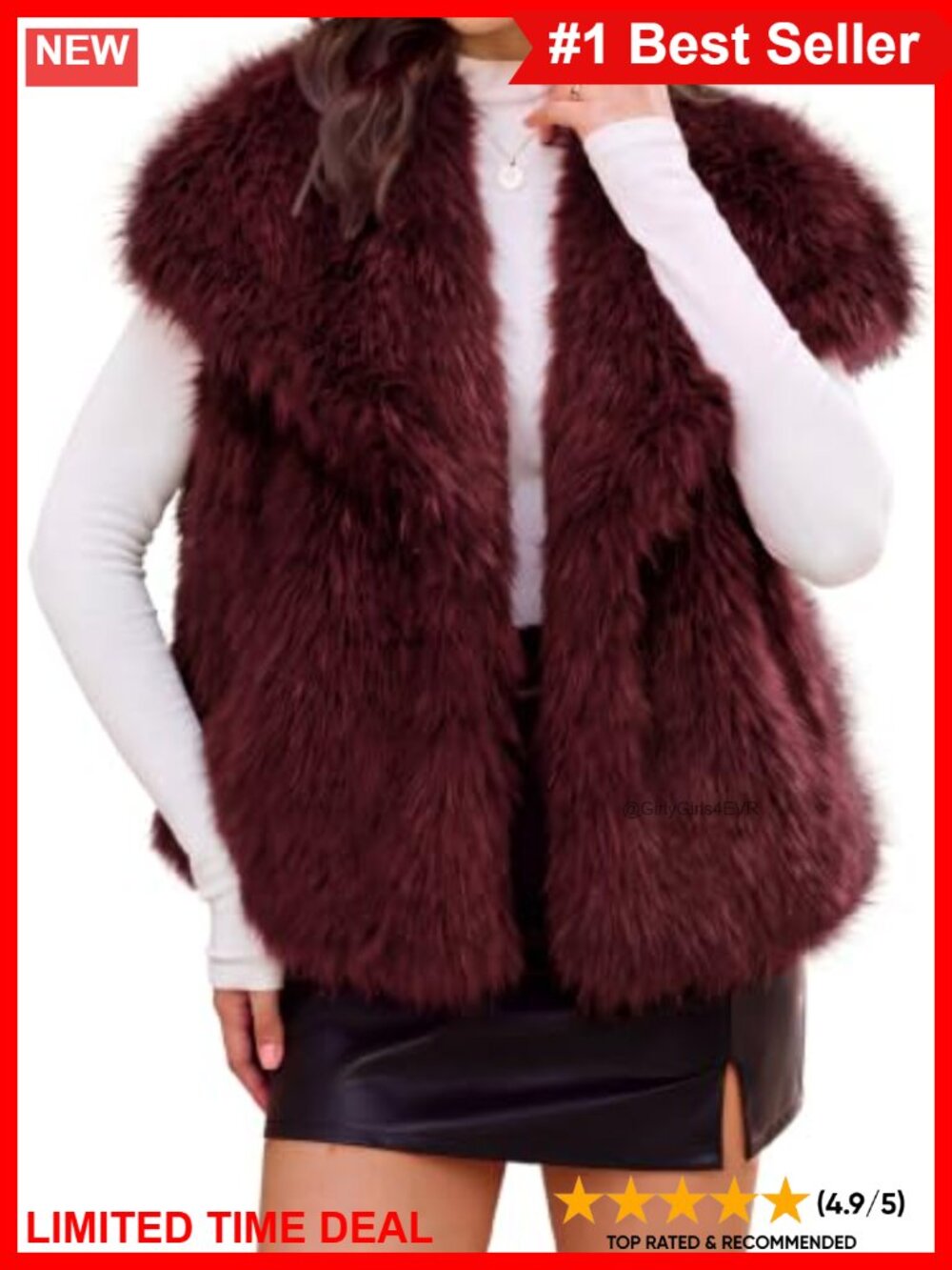 Faux Fur Vest Sleeveless Lapel Collar Winter Coat